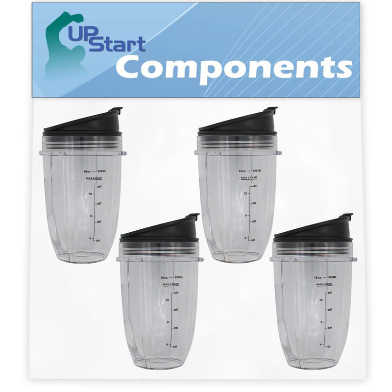 Load image into Gallery viewer, 2 Pack UpStart Components Replacement 18 oz Cup with Sip No Seal Flip Lids for NutriNinja Blenders
