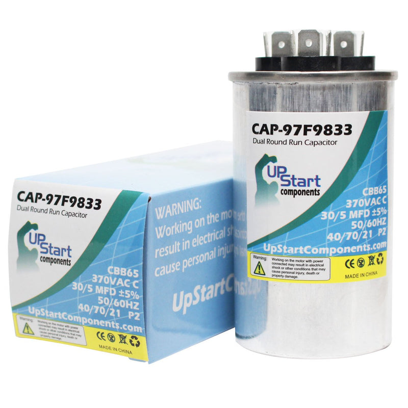 Load image into Gallery viewer, 30/5 MFD 370 Volt Dual Round Run Capacitor Replacement for Carrier 38TK024310
