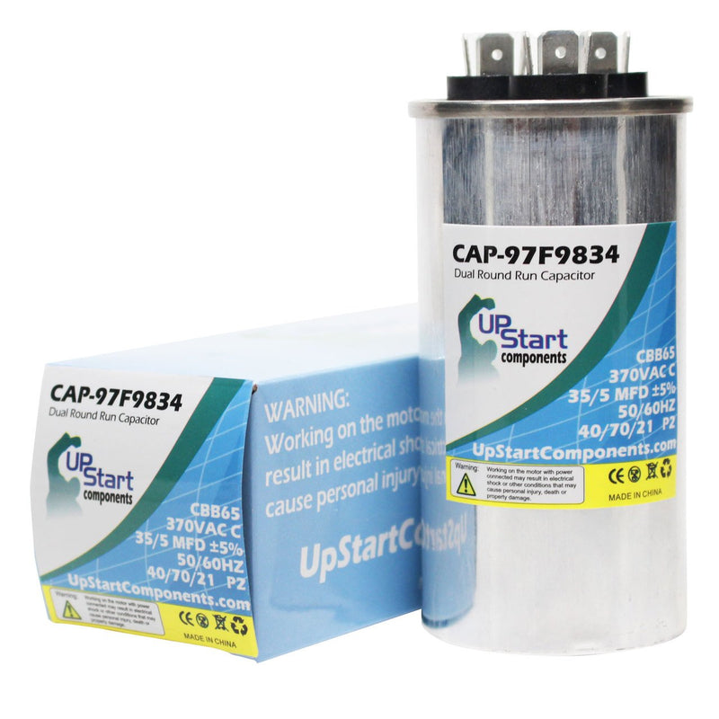 Load image into Gallery viewer, 35/5 MFD 370 Volt Dual Round Run Capacitor Replacement for Amana / Goodman / Janitrol CK30-1B