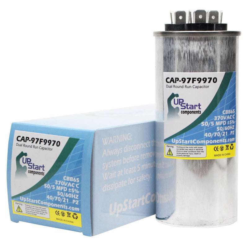 Load image into Gallery viewer, 50/5 MFD 370 Volt Dual Round Run Capacitor Replacement for Amana D6789043