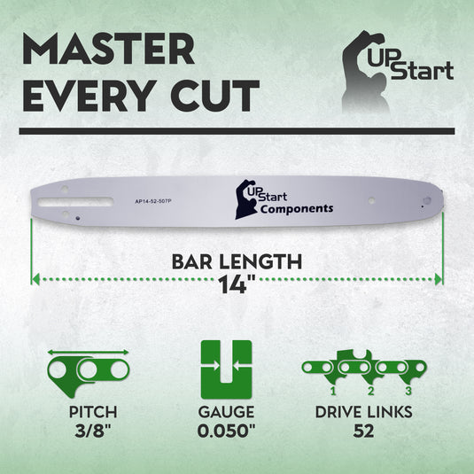 14-Inch Single Rivet Chainsaw Guide Bar Replacement -  3/8