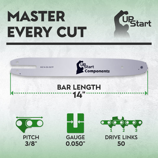 14-Inch Single Rivet Chainsaw Guide Bar - 3/8