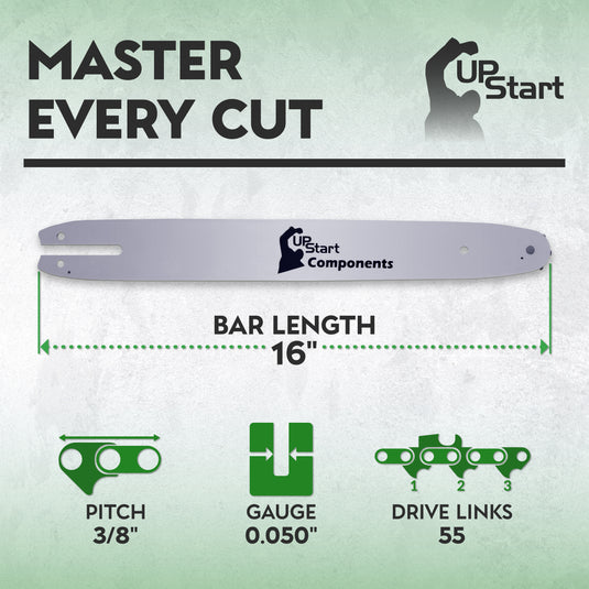 16-Inch Single Rivet Chainsaw Guide Bar - 3/8