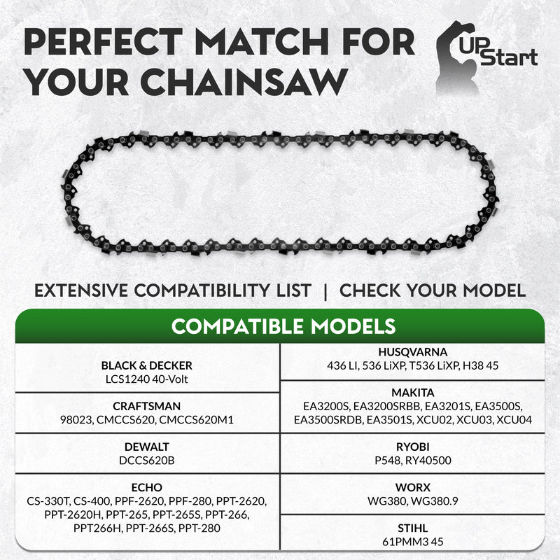 Load image into Gallery viewer, 12-Inch Chainsaw Chain Replacement - 3/8" Pitch, .043" Gauge, 45 Drive Links