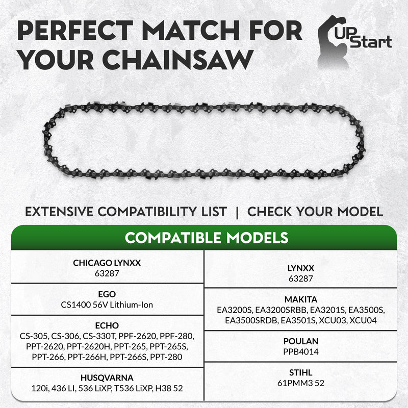 Load image into Gallery viewer, 14-Inch Chainsaw Chain Replacement - 3/8" Pitch, .043" Gauge, 52 Drive Links