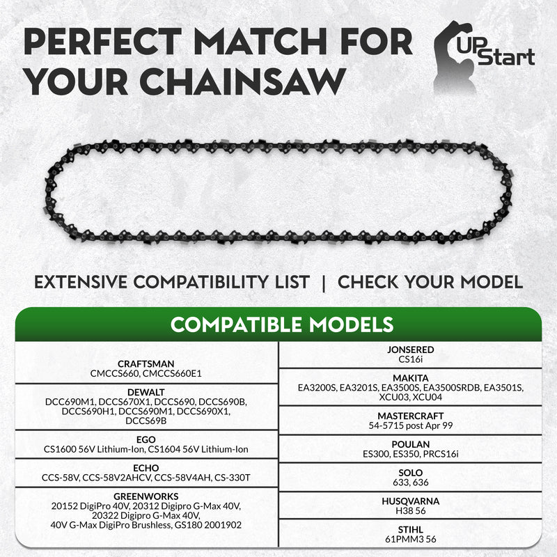 Load image into Gallery viewer, 16-Inch Chainsaw Chain Replacement - 3/8" Pitch, .043" Gauge, 56 Drive Links