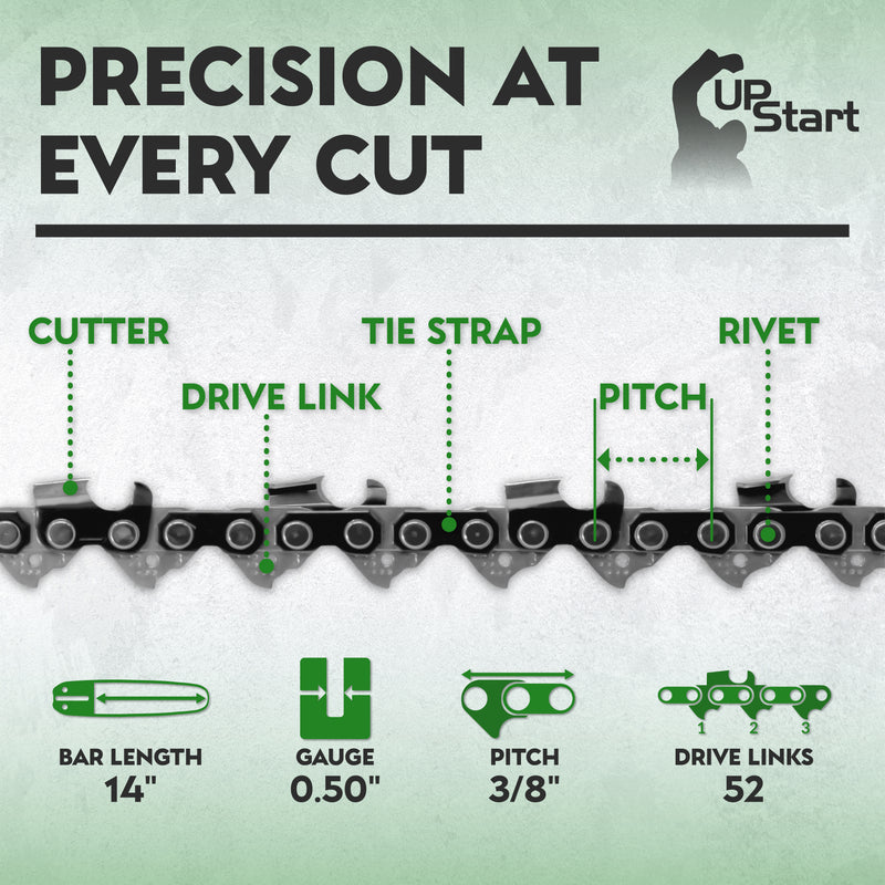 Load image into Gallery viewer, 14-Inch Chainsaw Chain Replacement - 3/8" Pitch, .050" Gauge, 52 Drive Links