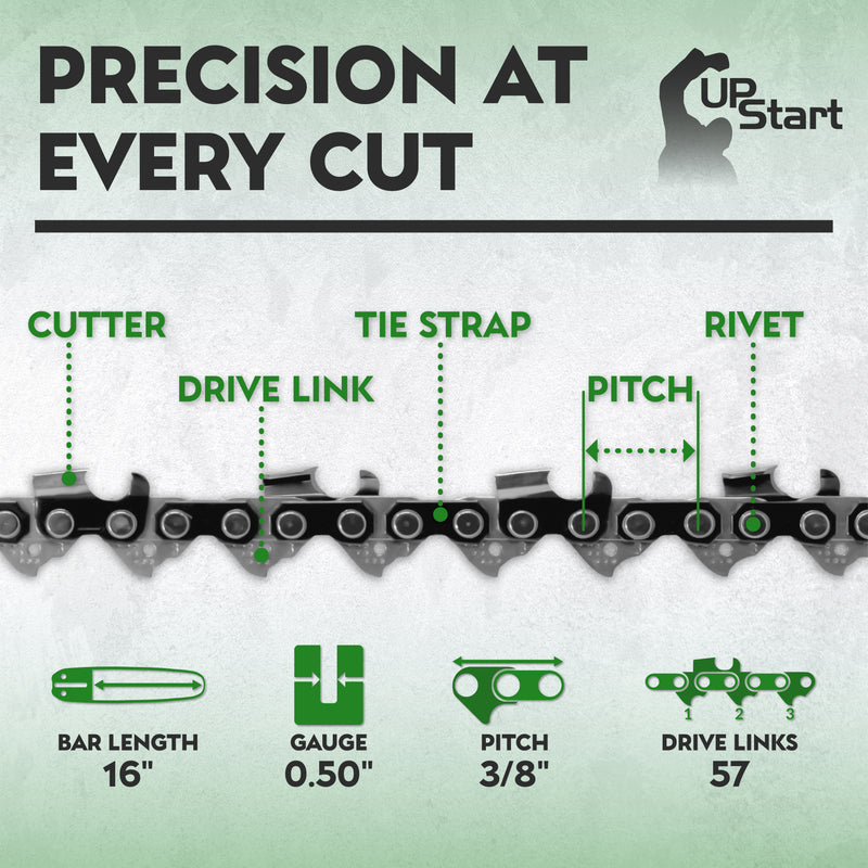 Load image into Gallery viewer, 16-Inch Chainsaw Chain Replacement - 3/8" Pitch, .050" Gauge, 57 Drive Links