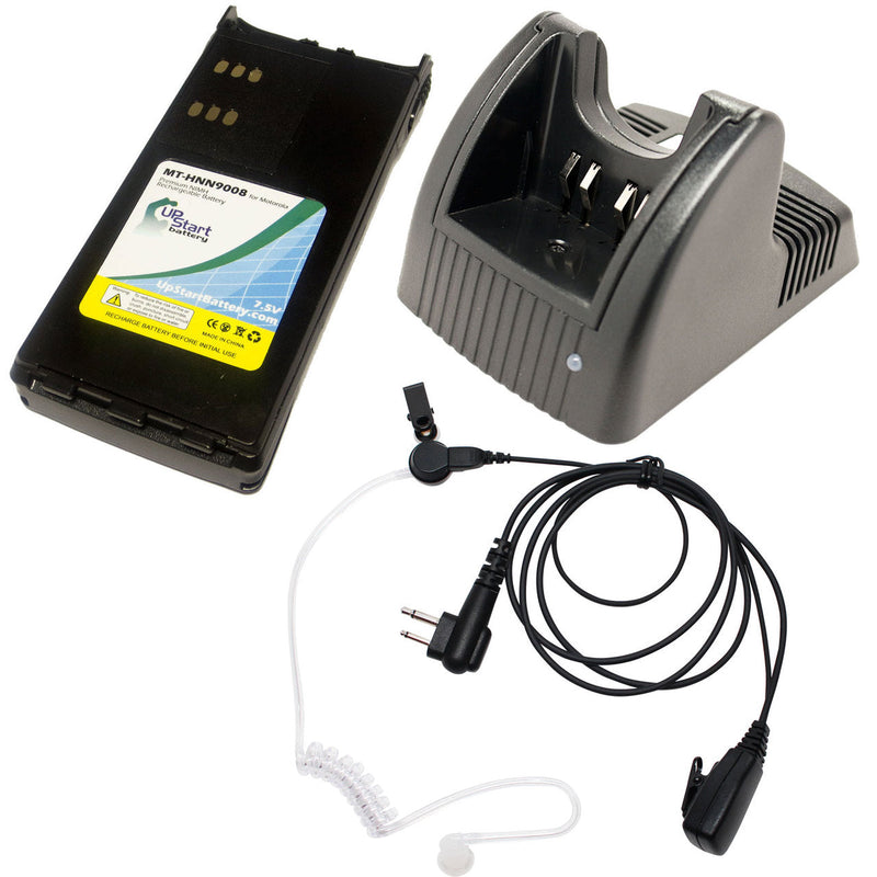 Load image into Gallery viewer, Motorola GP280 Battery + Charger + FBI Earpiece with Push to Talk (PTT) Microphone Replacement