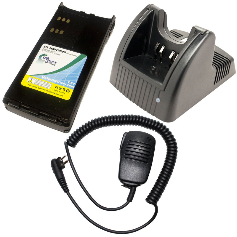Load image into Gallery viewer, Motorola GP280 Battery + Charger + Shoulder Speaker with Push to Talk (PTT) Microphone Replacement