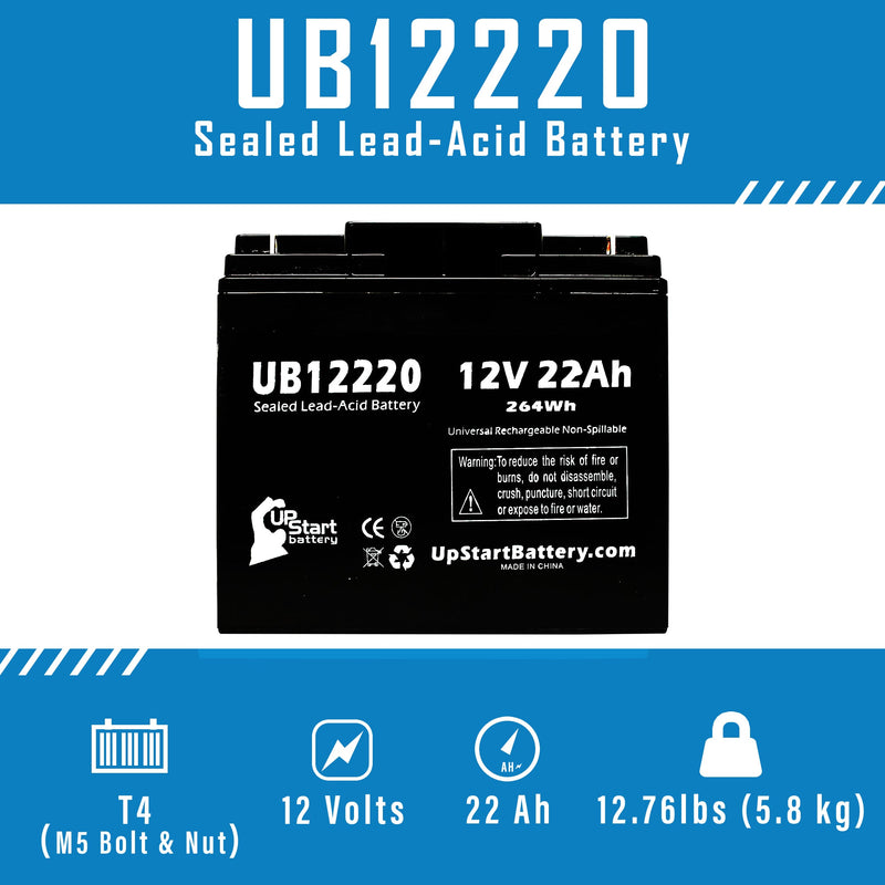Load image into Gallery viewer, UB12220 Sealed Lead Acid Battery Replacement (12V, 22Ah, T4 Terminal, AGM, SLA)
