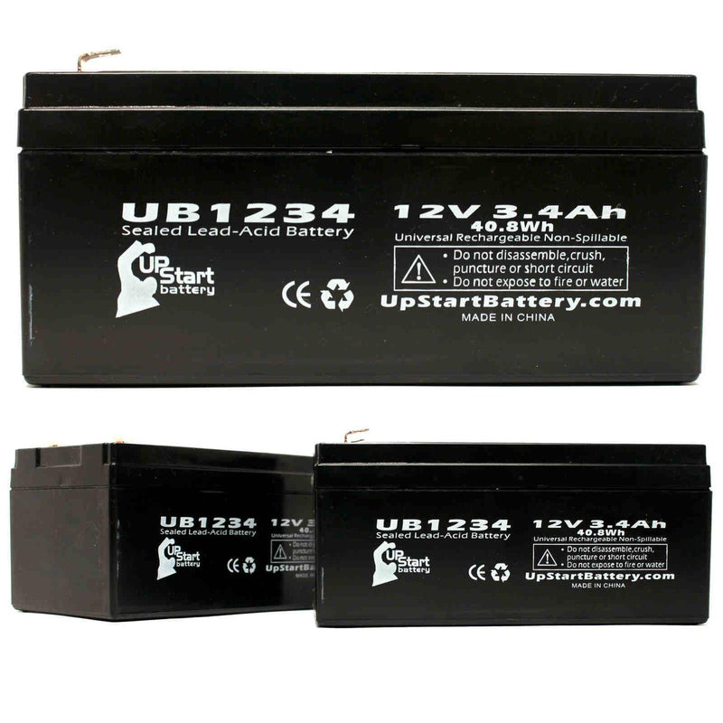 Load image into Gallery viewer, UB1234 Sealed Lead Acid Battery Replacement (12V, 3.4Ah, F1 Terminal, AGM, SLA)