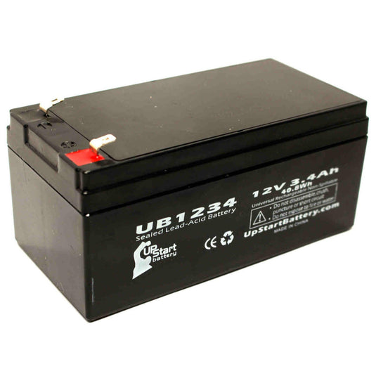 UB1234 Sealed Lead Acid Battery Replacement (12V, 3.4Ah, F1 Terminal, AGM, SLA)