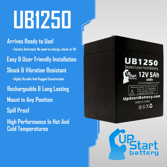 UB1250 Sealed Lead Acid Battery Replacement (12V, 5Ah, 5000mAh, F1 Terminal, AGM, SLA)