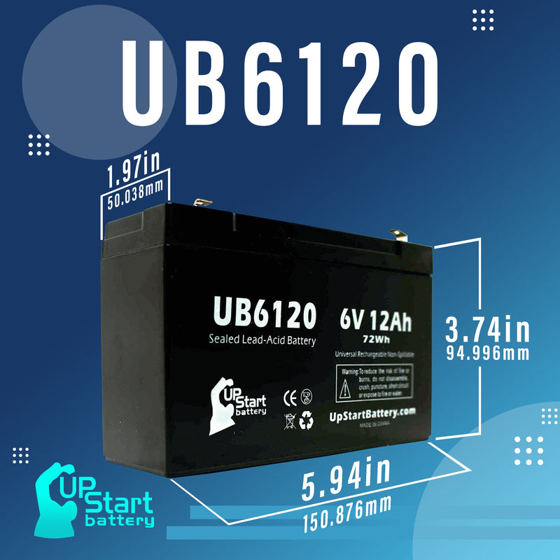 Load image into Gallery viewer, UB6120 Sealed Lead Acid Battery Replacement (6V, 12Ah, F1 Terminal, AGM, SLA)