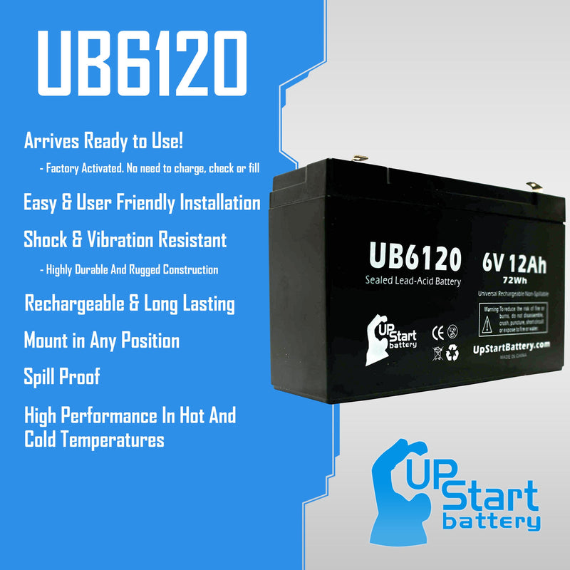 Load image into Gallery viewer, UB6120 Sealed Lead Acid Battery Replacement (6V, 12Ah, F1 Terminal, AGM, SLA)