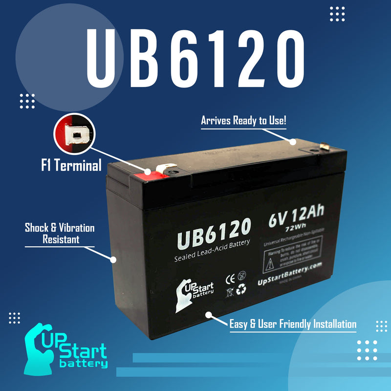 Load image into Gallery viewer, UB6120 Sealed Lead Acid Battery Replacement (6V, 12Ah, F1 Terminal, AGM, SLA)