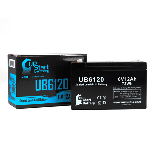 UB6120 Sealed Lead Acid Battery Replacement (6V, 12Ah, F1 Terminal, AGM, SLA)