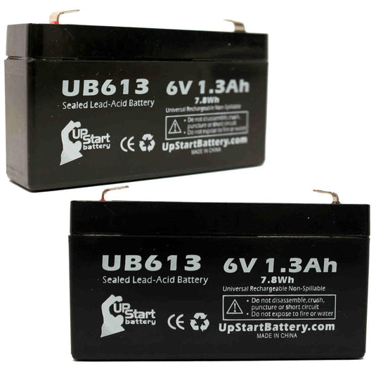 UB613 Sealed Lead Acid Battery Replacement (6V, 1.3Ah, F1 Terminal, AGM, SLA)