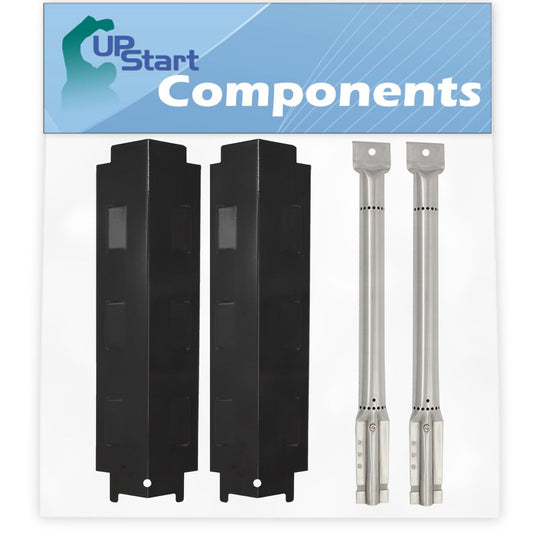 2-Pack BBQ Grill Heat Shield Plate Tent & Tube Burner Replacement Parts for Charbroil 463320107 & Porcelain Steel Flame Tamer, Guard, Deflector