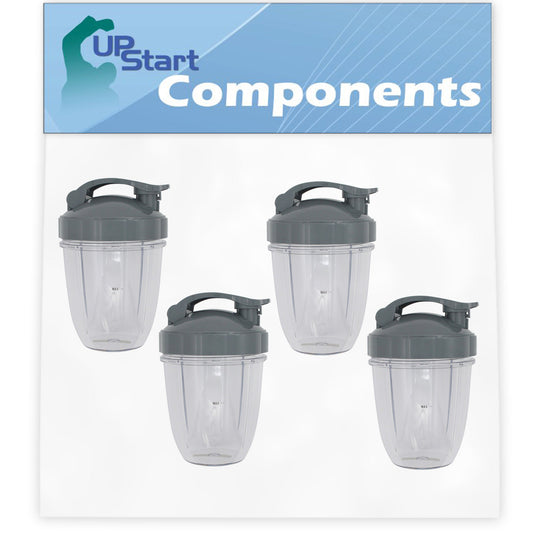 2 Pack UpStart Components Replacement NutriBullet 18 oz Cup with Flip Top To-go Lid