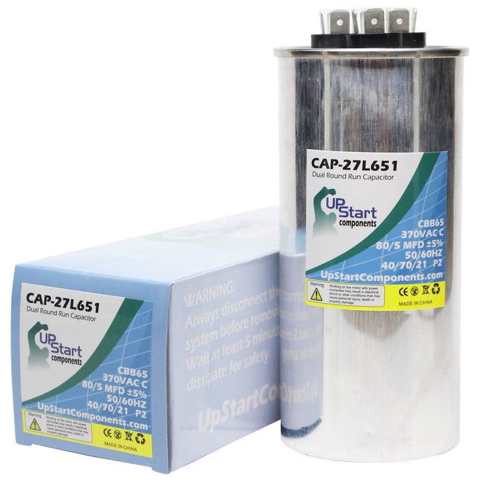 80 / 5 MFD 370 Volt Dual Round Run Capacitor Replacement for Armstrong SCU12E60A1