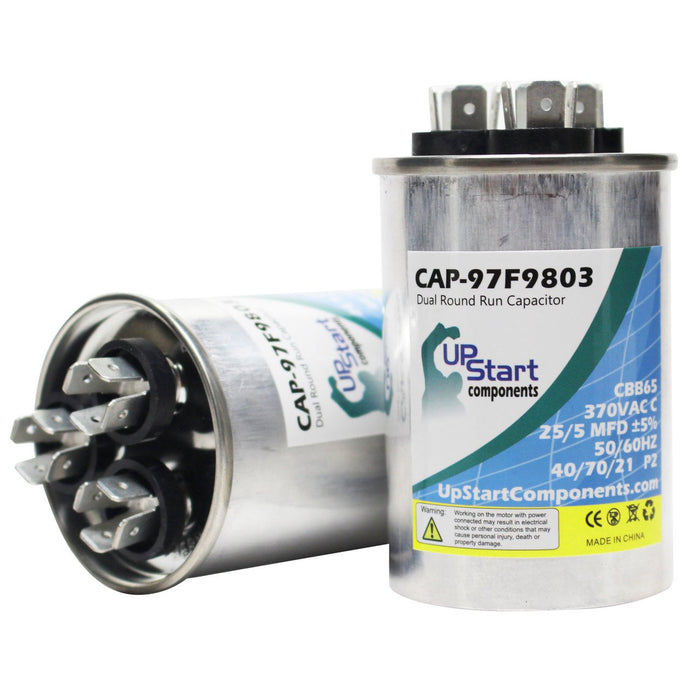 2-Pack 25/5 MFD 370 Volt Dual Round Run Capacitor Replacement for Carrier / Bryant 38AY0183000021