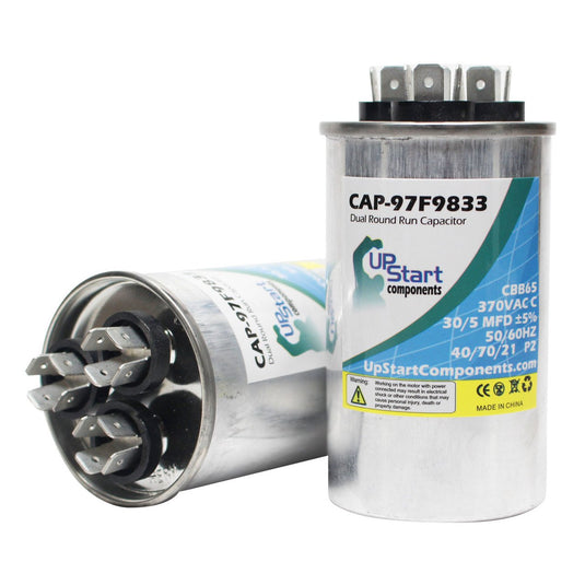 30/5 MFD 370 Volt Dual Round Run Capacitor Replacement for Carrier 38TK024310