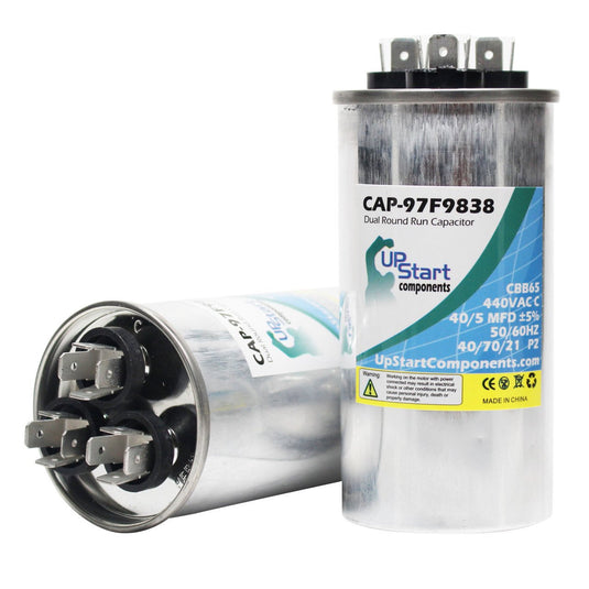 40 / 5 MFD 440 Volt Dual Round Run Capacitor Replacement for Amana / Goodman CAP050400440RT
