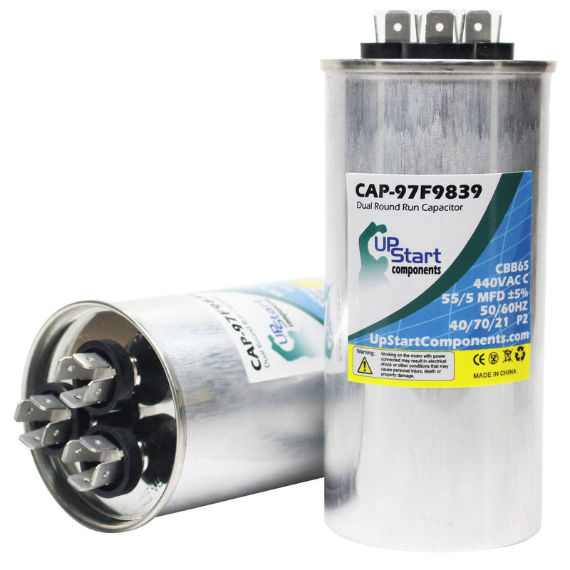 Load image into Gallery viewer, 55/5 MFD 440 Volt Dual Round Run Capacitor Replacement for Aerovox Z26P4460W

