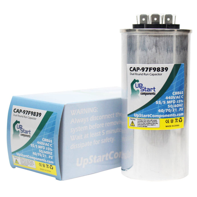 55/5 MFD 440 Volt Dual Round Run Capacitor Replacement for Aerovox Z26P4460W