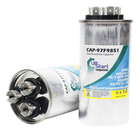 45 / 5 MFD 440 Volt Dual Round Run Capacitor Replacement for Carrier 319186-702