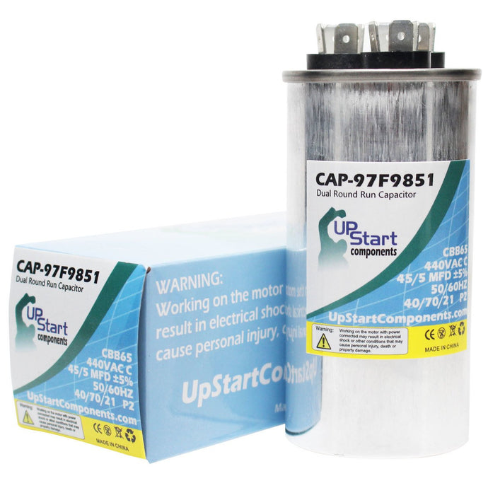 45 / 5 MFD 440 Volt Dual Round Run Capacitor Replacement for Carrier 319186-702