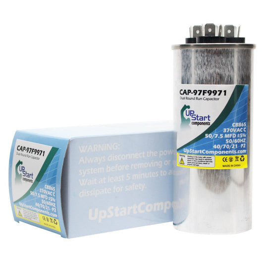 50 / 7.5 MFD 370 Volt Dual Round Run Capacitor Replacement for BDP / Carrier 38BYC036310