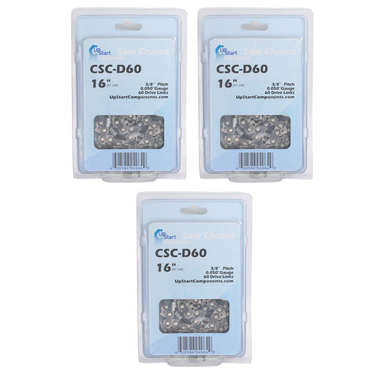 16-Inch Chainsaw Chain Replacement - 3/8" Pitch, .050" Gauge, 60 Drive Links