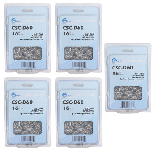 16-Inch Chainsaw Chain Replacement - 3/8" Pitch, .050" Gauge, 60 Drive Links