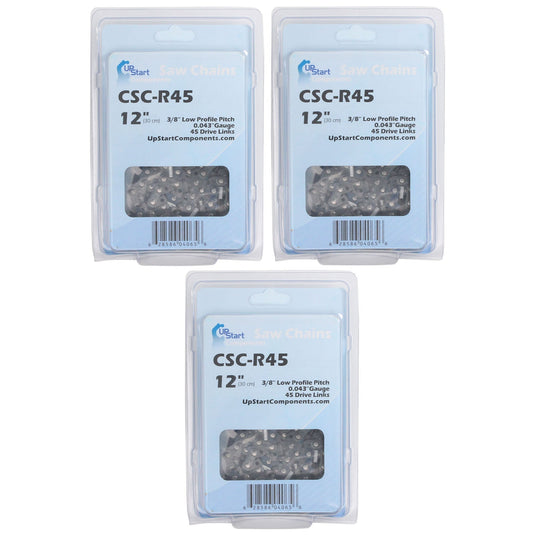 12-Inch Chainsaw Chain Replacement - 3/8" Pitch, .043" Gauge, 45 Drive Links