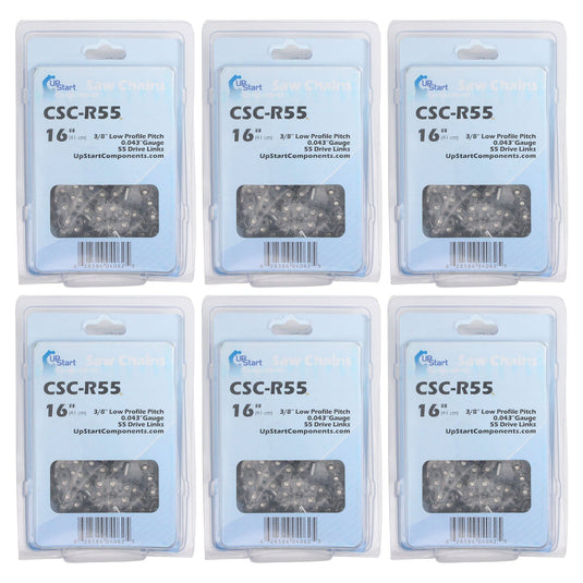 16-Inch Chainsaw Chain Replacement - 3/8" Pitch, .043" Gauge, 55 Drive Links
