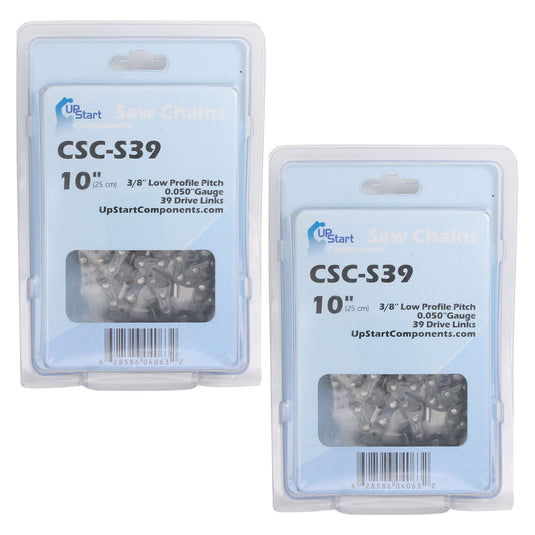 10-Inch Chainsaw Chain Replacement - 3/8" Pitch, .050" Gauge, 39 Drive Links
