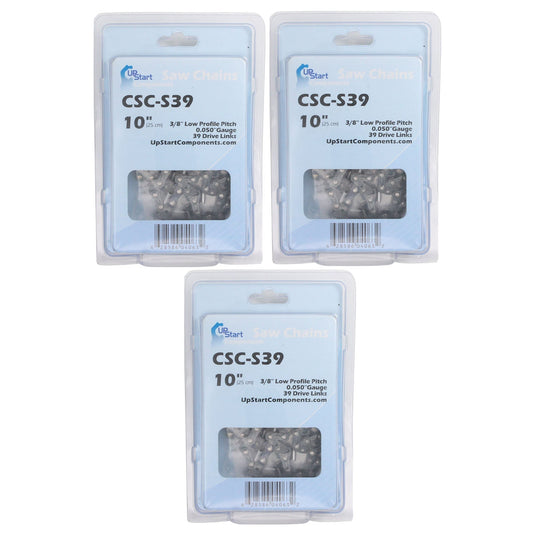 10-Inch Chainsaw Chain Replacement - 3/8" Pitch, .050" Gauge, 39 Drive Links