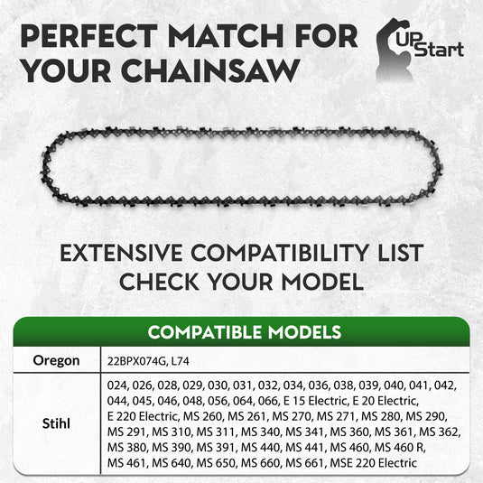 18-Inch Chainsaw Chain Replacement - 0.325" Pitch, .063" Gauge, 74 Drive Links