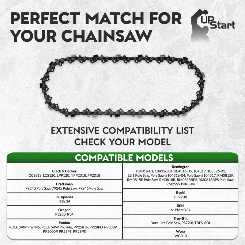 Load image into Gallery viewer, 8-Inch Chainsaw Chain Replacement - 3/8&quot; Pitch, .043&quot; Gauge, 34 Drive Links

