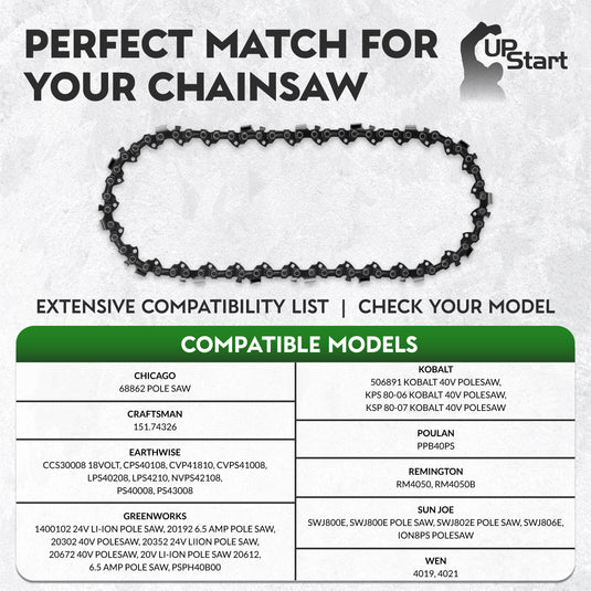 8-Inch Chainsaw Chain Replacement - 3/8" Pitch, .050" Gauge, 33 Drive Links
