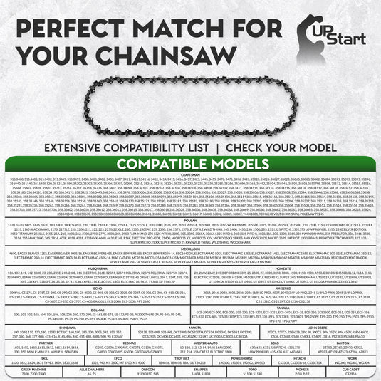 12-Inch Chainsaw Chain Replacement - 3/8" Pitch, .050" Gauge, 45 Drive Links
