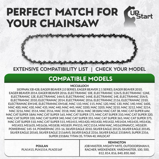 14-Inch Chainsaw Chain Replacement - 3/8" Pitch, .050" Gauge, 49 Drive Links