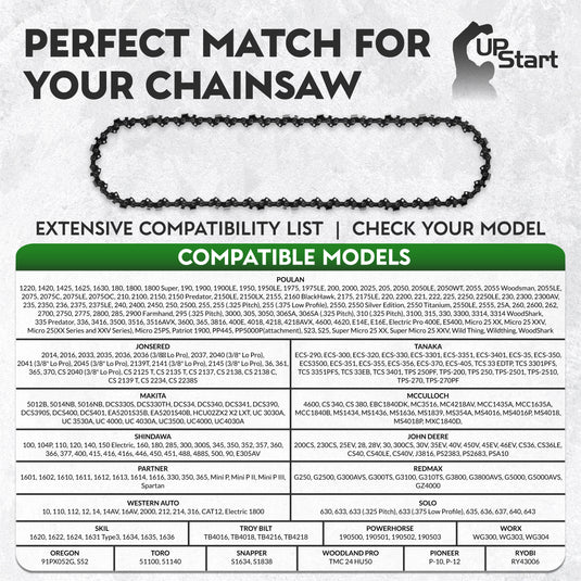 14-Inch Chainsaw Chain Replacement - 3/8" Pitch, .050" Gauge, 52 Drive Links