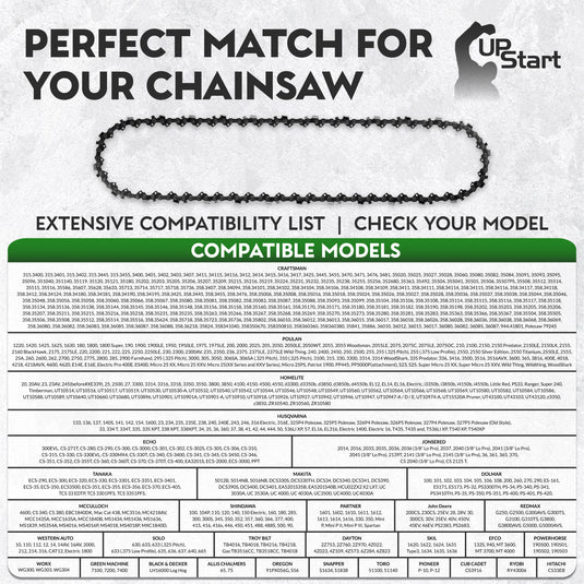 16-Inch Chainsaw Chain Replacement - 3/8" Pitch, .050" Gauge, 56 Drive Links