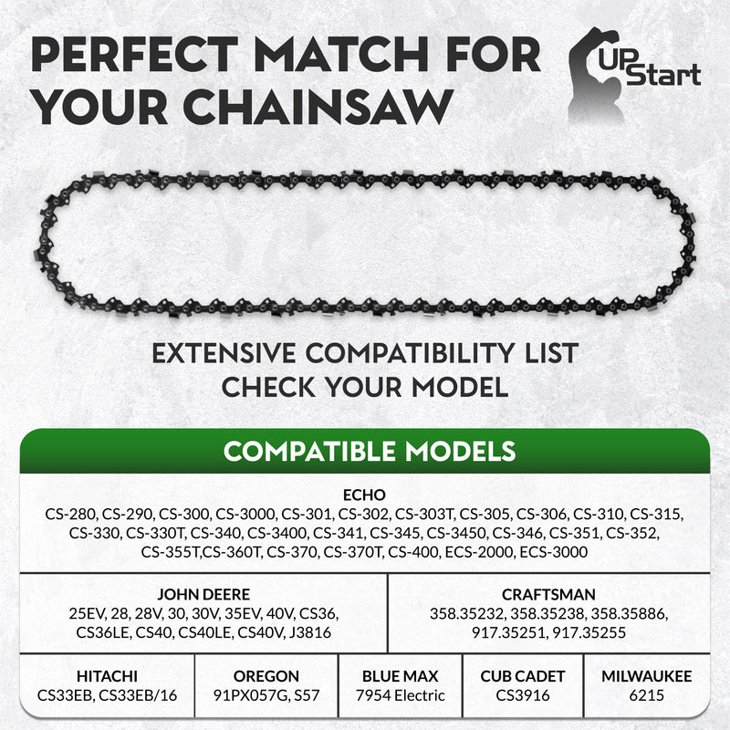 Load image into Gallery viewer, 16-Inch Chainsaw Chain Replacement - 3/8&quot; Pitch, .050&quot; Gauge, 57 Drive Links
