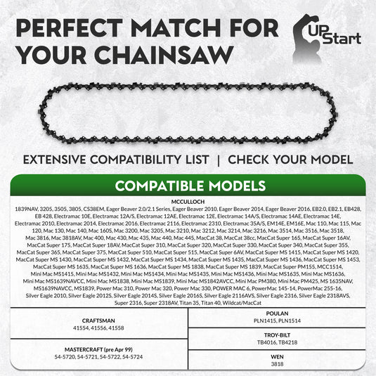 18-Inch Chainsaw Chain Replacement - 3/8" Pitch, .050" Gauge, 60 Drive Links