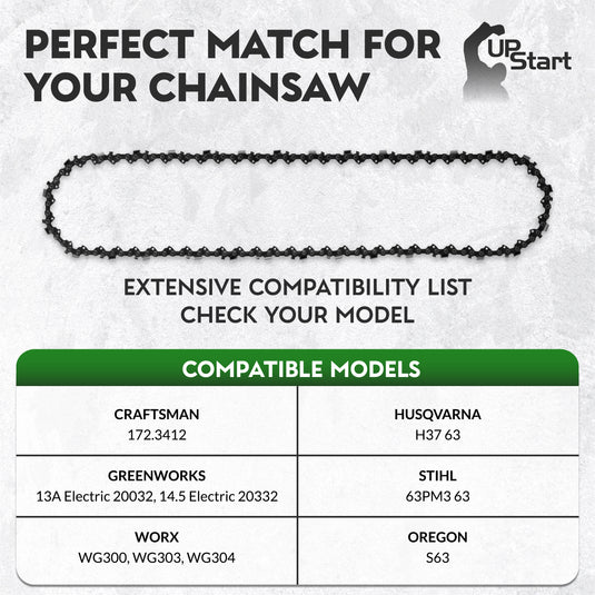 18-Inch Chainsaw Chain Replacement - 3/8" Pitch, .050" Gauge, 63 Drive Links